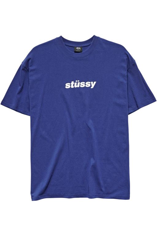 Stussy Mens Italic College SS T Shirt Navy - IDCSF1067